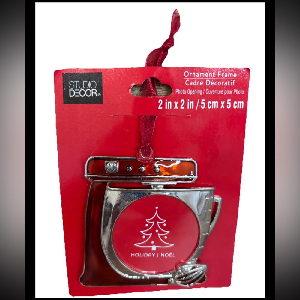 Baking Mixer Christmas Photo Ornament Red Enamel~ Perfect Gift For Bakers!